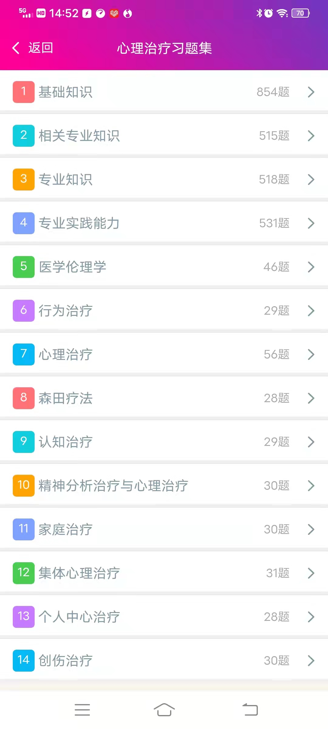 心理治疗中级总题库app截图